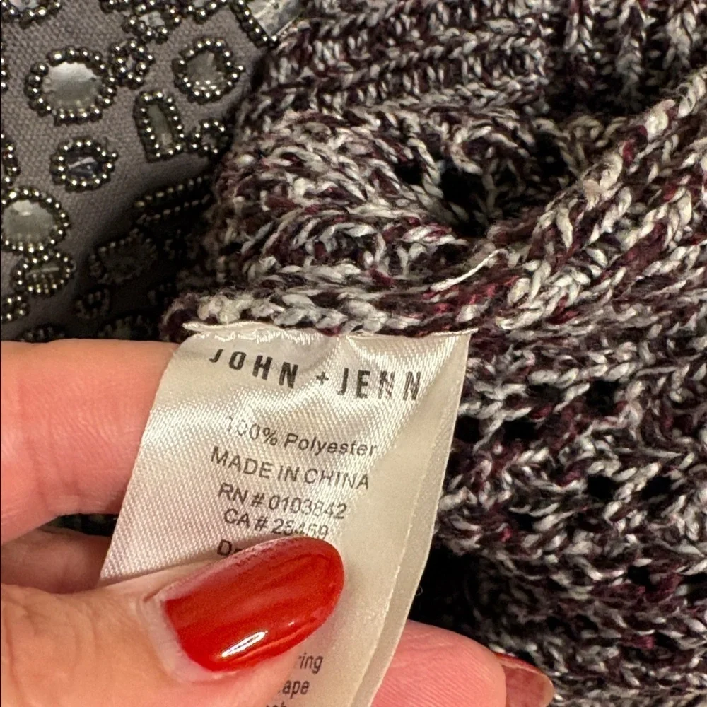 John + Jenn Textured open Knit Sweater Juliette long sleeves Purple gray size S